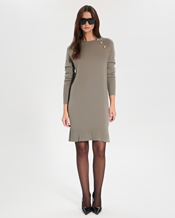 Robe Rosamund Robe maille en laine kaki ZAPA