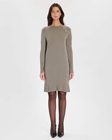Robe Rosamund Robe maille en laine kaki ZAPA