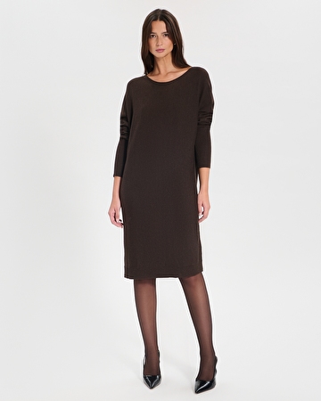 Robe Maille Rendy Robe mi-longue en maille chocolat ZAPA