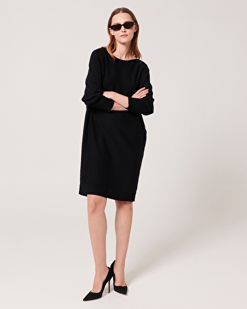 Robe Maille Rendy Robe mi-longue en maille noire ZAPA