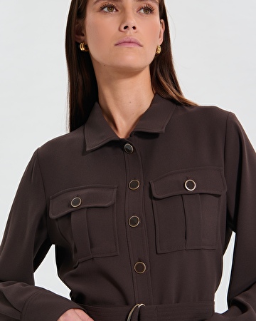 Robe Rever Robe courte boutonnée chocolat ZAPA
