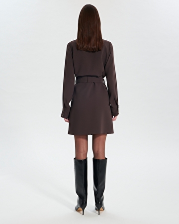 Robe Rever Robe courte boutonnée chocolat ZAPA