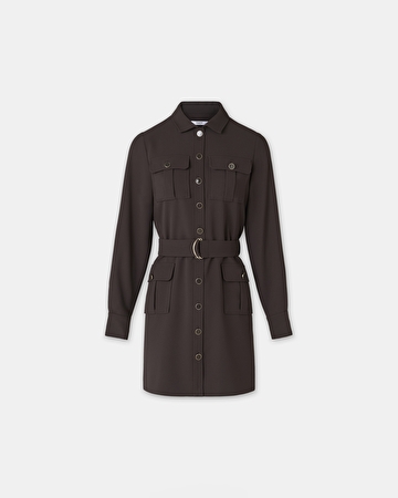 Robe Rever Robe courte boutonnée chocolat ZAPA