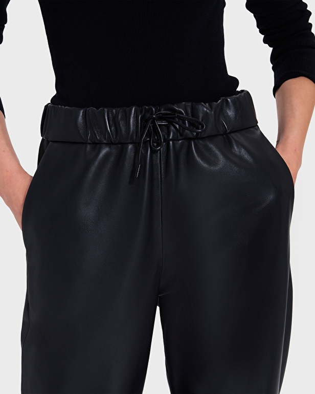 Pantalon Phuket Pantalon fluide en cuir noir ZAPA