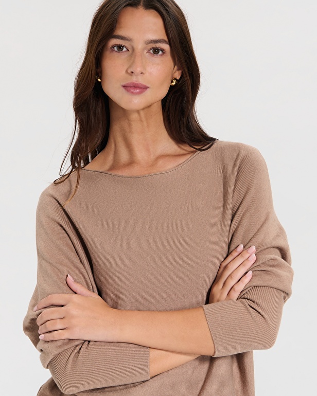 Pull Penseeboat Pull encolure bateau camel ZAPA