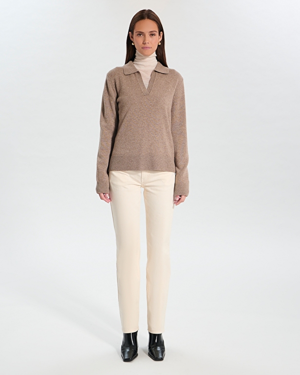 Pull Namba Pull court en laine taupe ZAPA