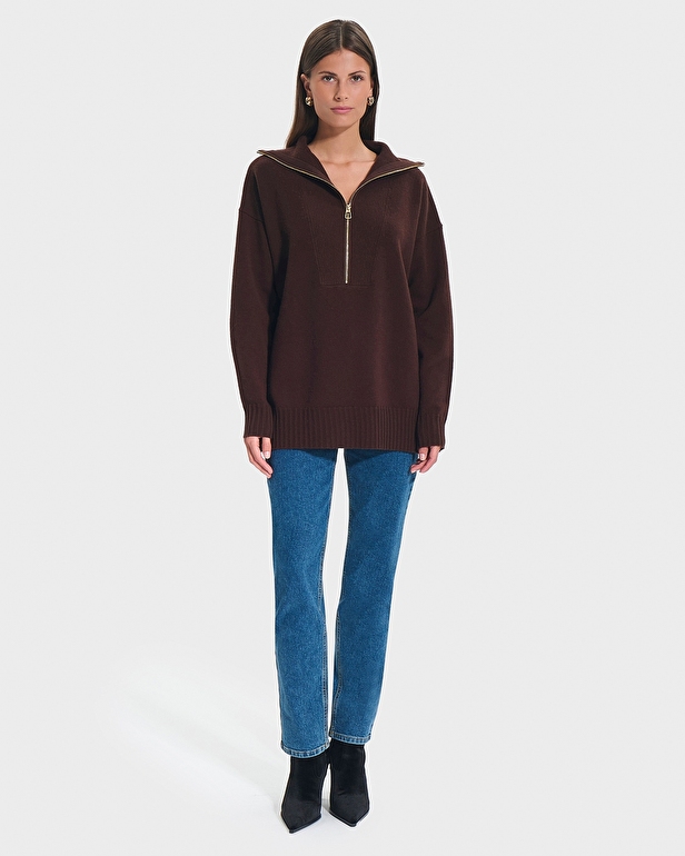Pull Nabu Pull ample en laine chocolat ZAPA