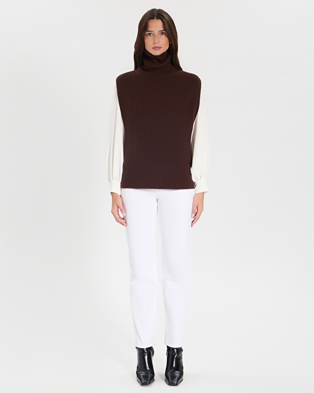 Pull Nina Pull sans manches en laine chocolat ZAPA