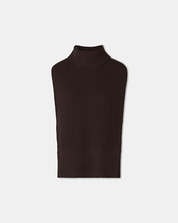 Pull Nina Pull sans manches en laine chocolat ZAPA