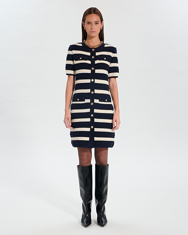 Robe Risma Robe fa&ccedil;on tweed &agrave; rayures ZAPA