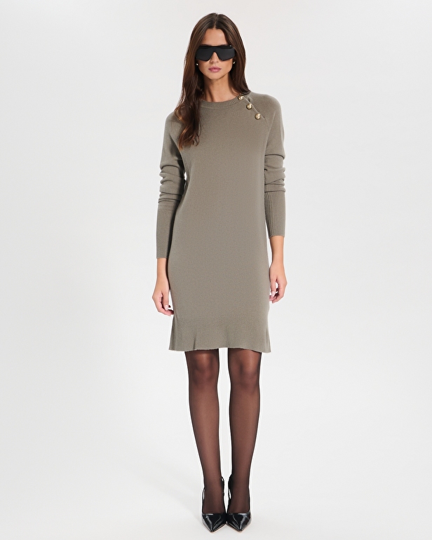 Robe Rosamund Robe maille en laine kaki ZAPA