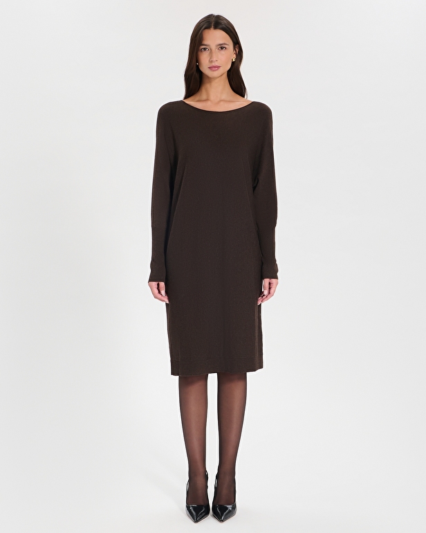 Robe Maille Rendy Robe mi-longue en maille chocolat ZAPA