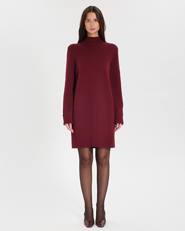 Robe Ritan Robe courte en maille bordeaux ZAPA