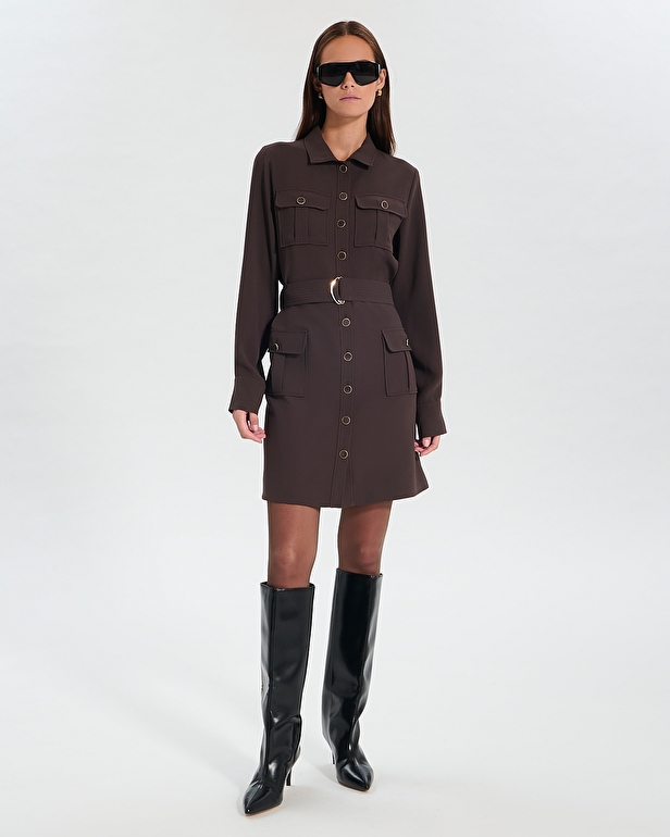 Robe Rever Robe courte boutonn&eacute;e chocolat ZAPA