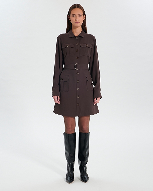 Robe Rever Robe courte boutonn&eacute;e chocolat ZAPA