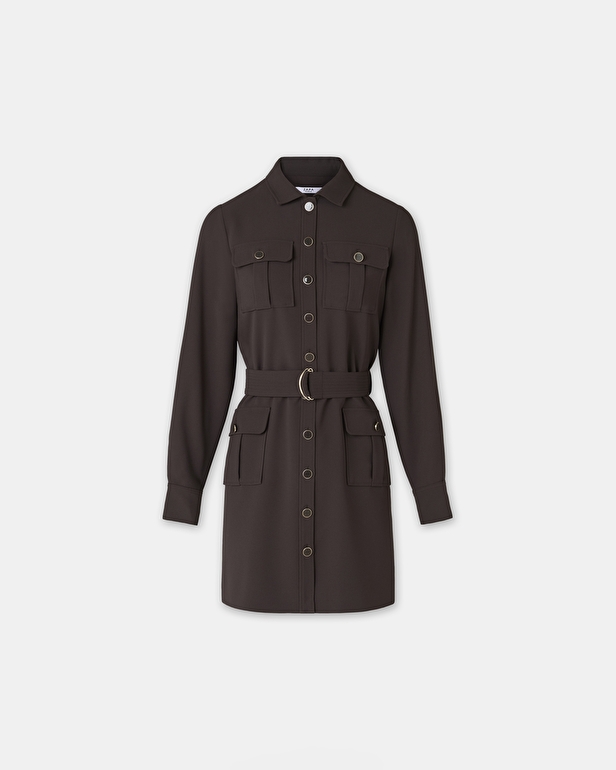 Robe Rever Robe courte boutonn&eacute;e chocolat ZAPA