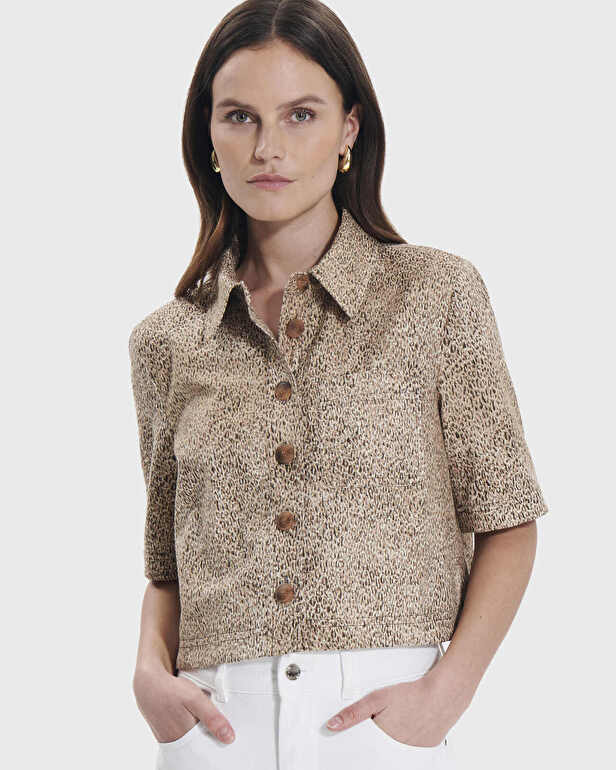 Chemise Celina Chemise courte &agrave; imprim&eacute; L&eacute;opard ZAPA