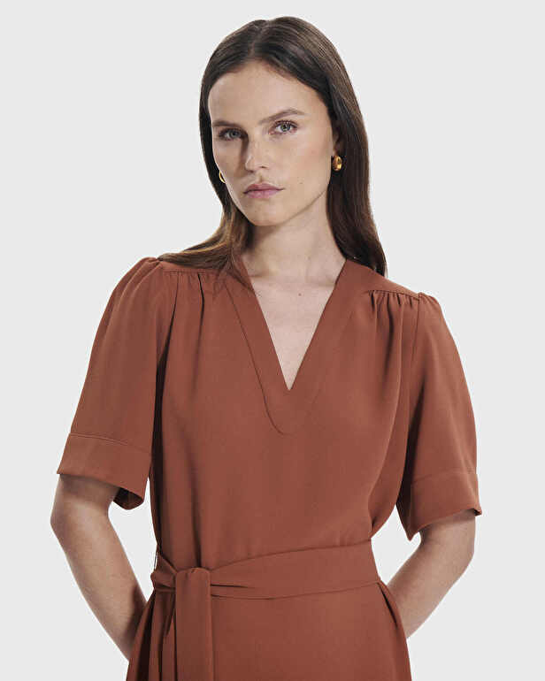 Robe Retie Robe droite cintr&eacute;e rouille ZAPA