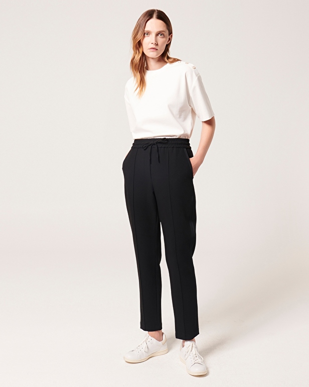 Pantalon Piel Pantalon &agrave; taille &eacute;lastique noir ZAPA