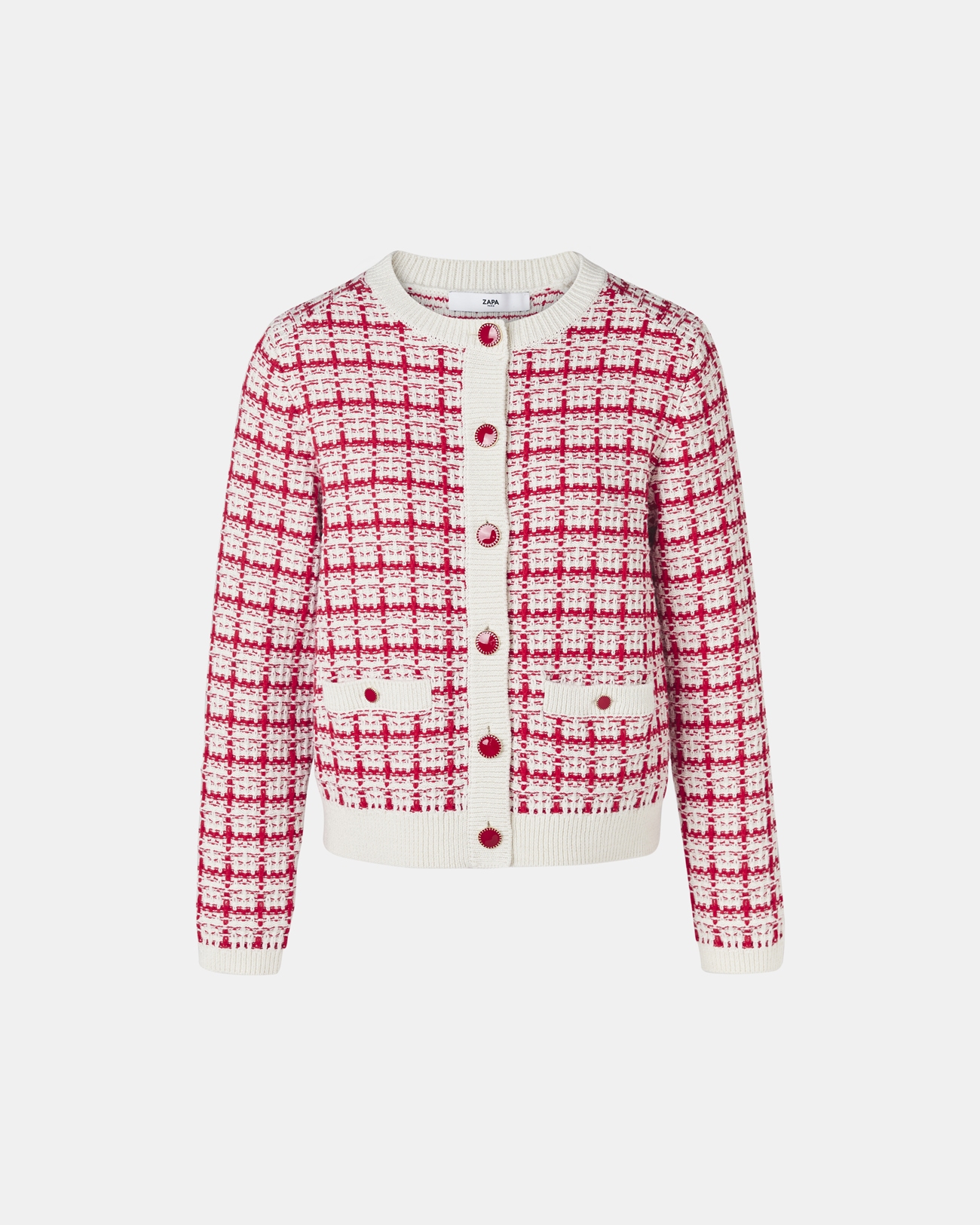 Gilet Gates Gilet fa&ccedil;on tweed bicolore rouge &eacute;cru ZAPA