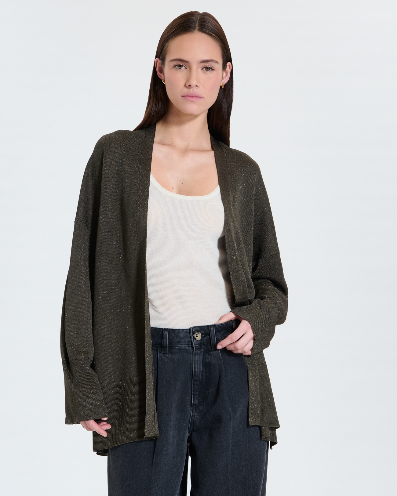 Gilet Gypsine Gilet long kaki paillet&eacute; ZAPA