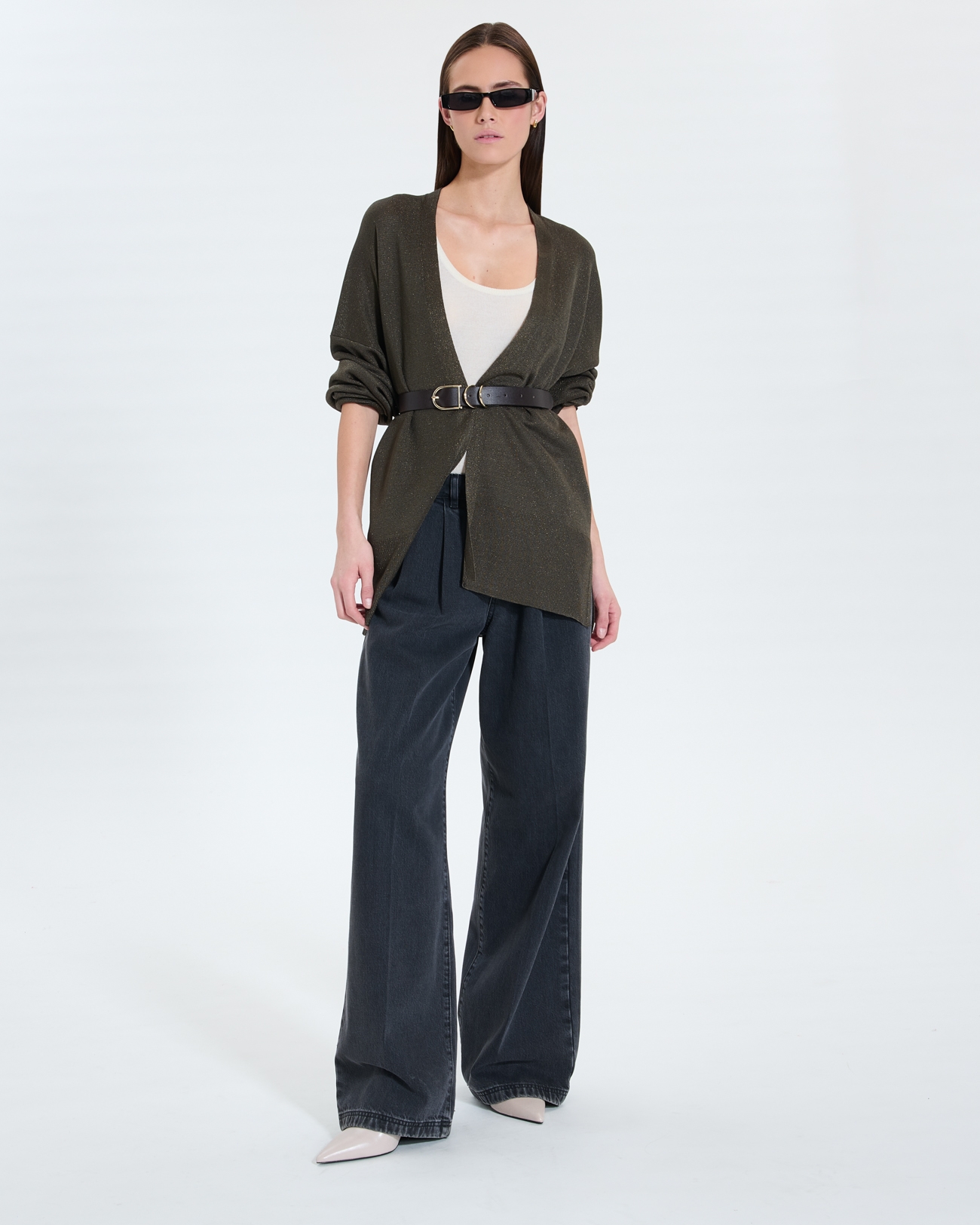 Gilet Gypsine Gilet long kaki paillet&eacute; ZAPA