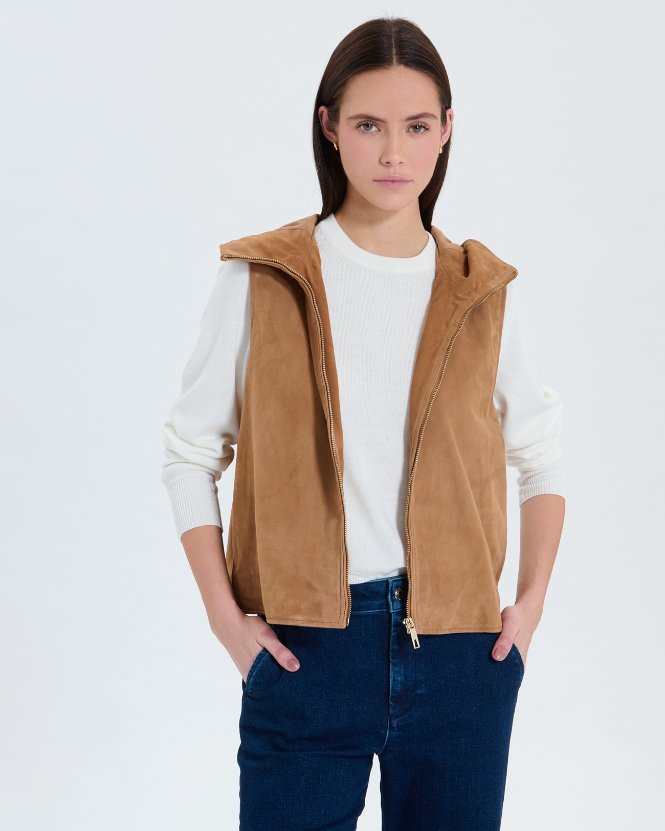 Gilet Gelia Gilet en su&egrave;de beige ZAPA