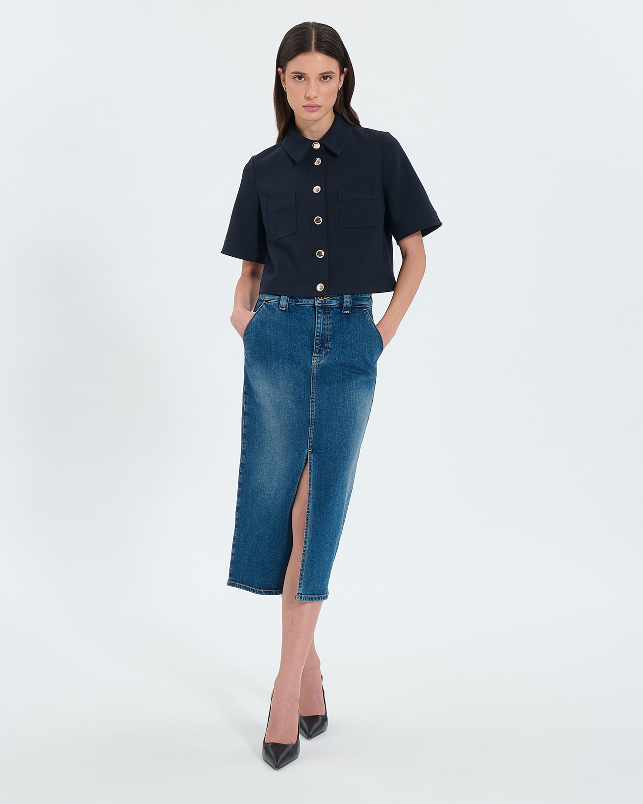 Jupe Jude Jupe longue en jean dirty light blue ZAPA
