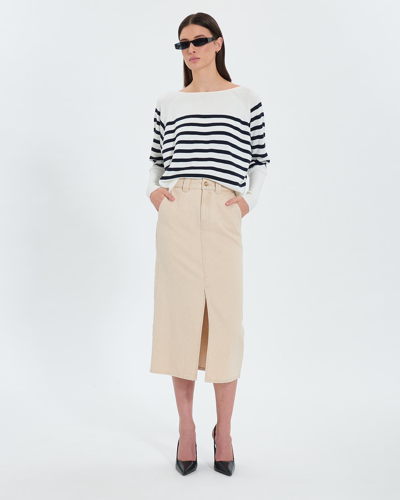Jupe Jude Jupe longue en jean beige ZAPA