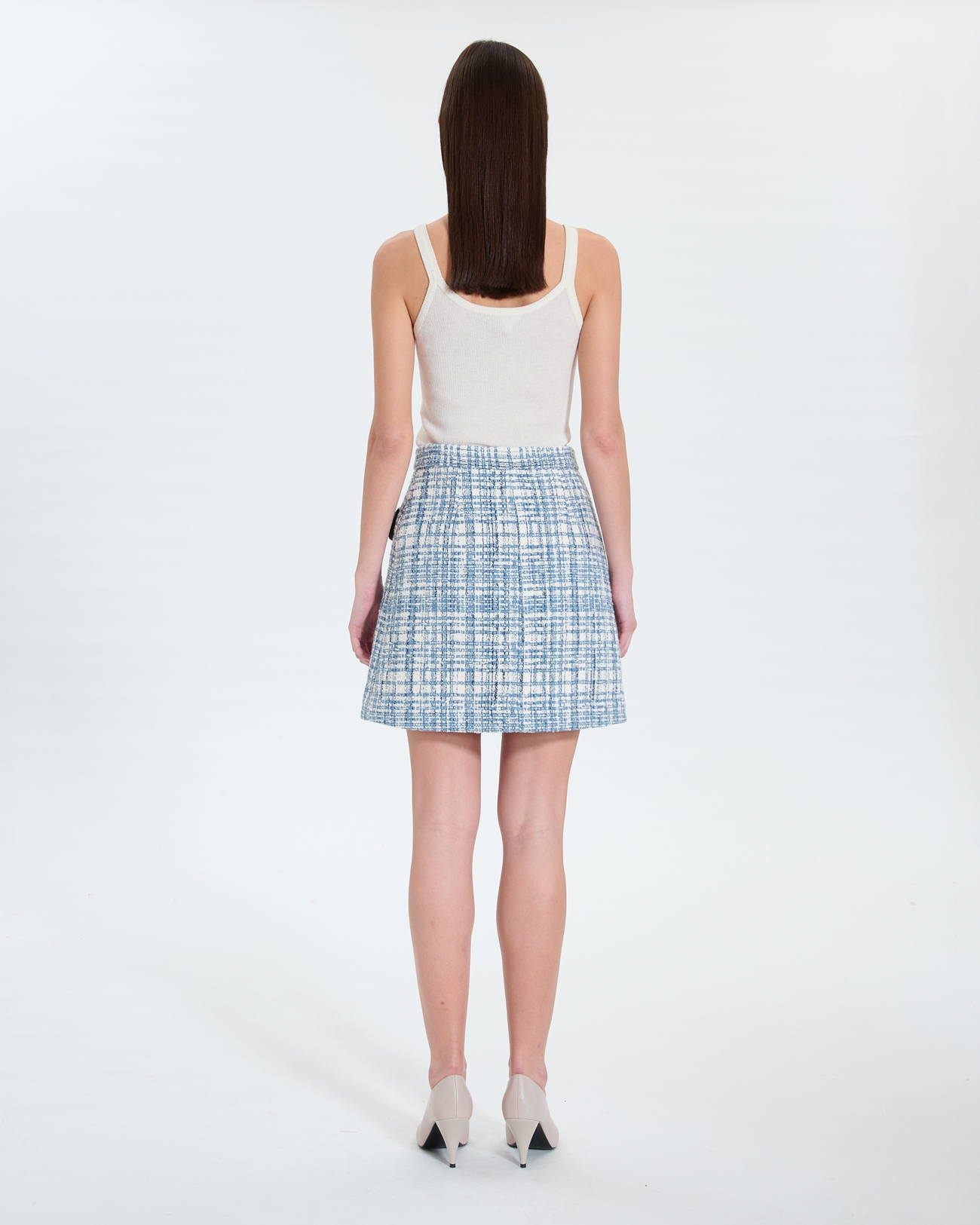 Jupe Juro Jupe courte style tweed bleue ZAPA