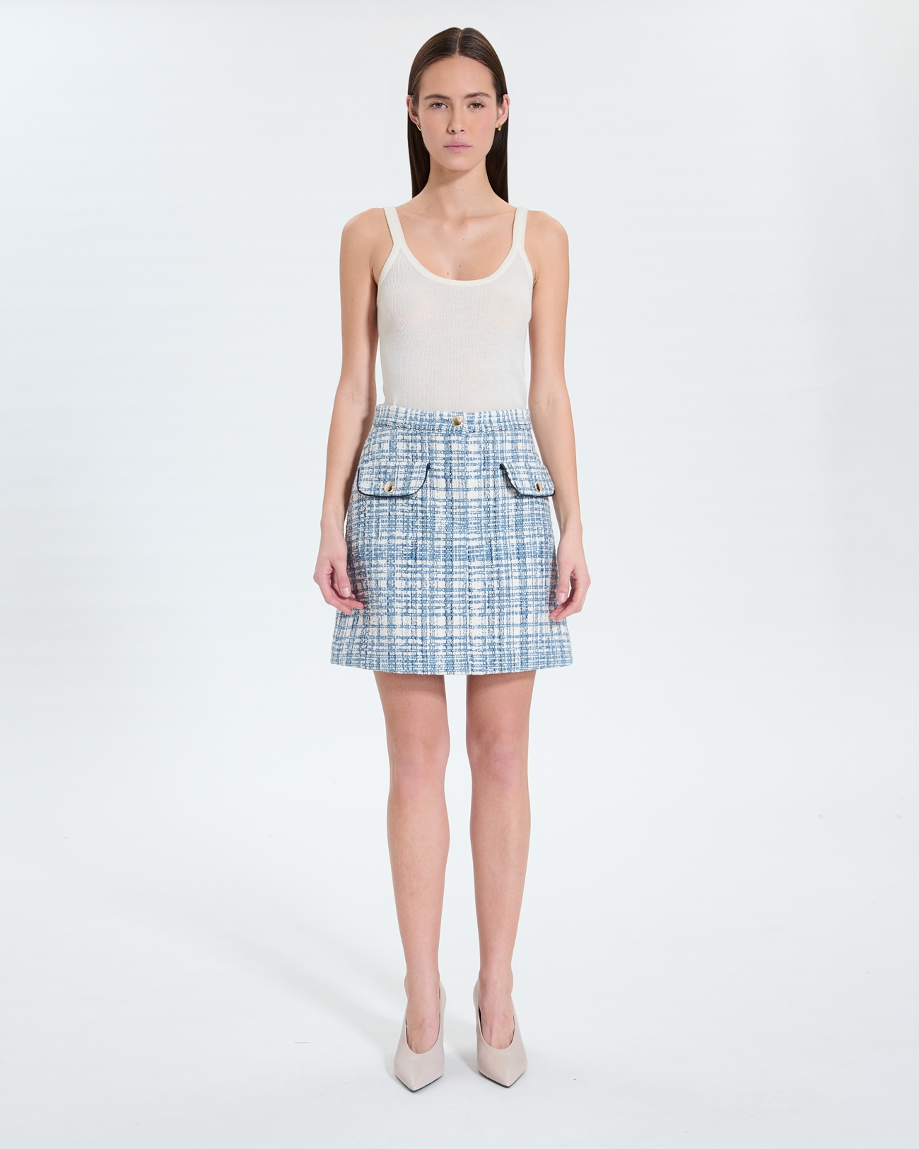 Jupe Juro Jupe courte style tweed bleue ZAPA