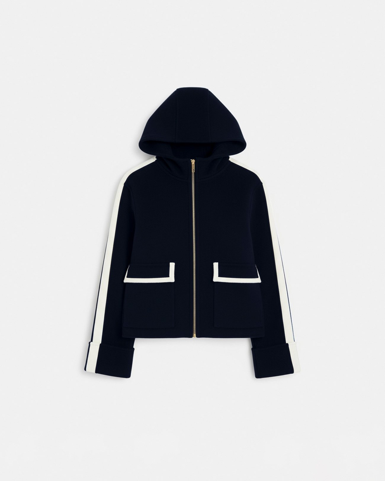 Manteau Marja Manteau en laine bicolore nocturne contour cuir ZAPA