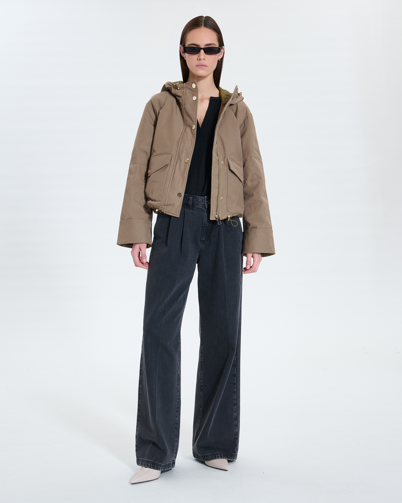 Manteau Maewenn Manteau court en nylon kaki ZAPA
