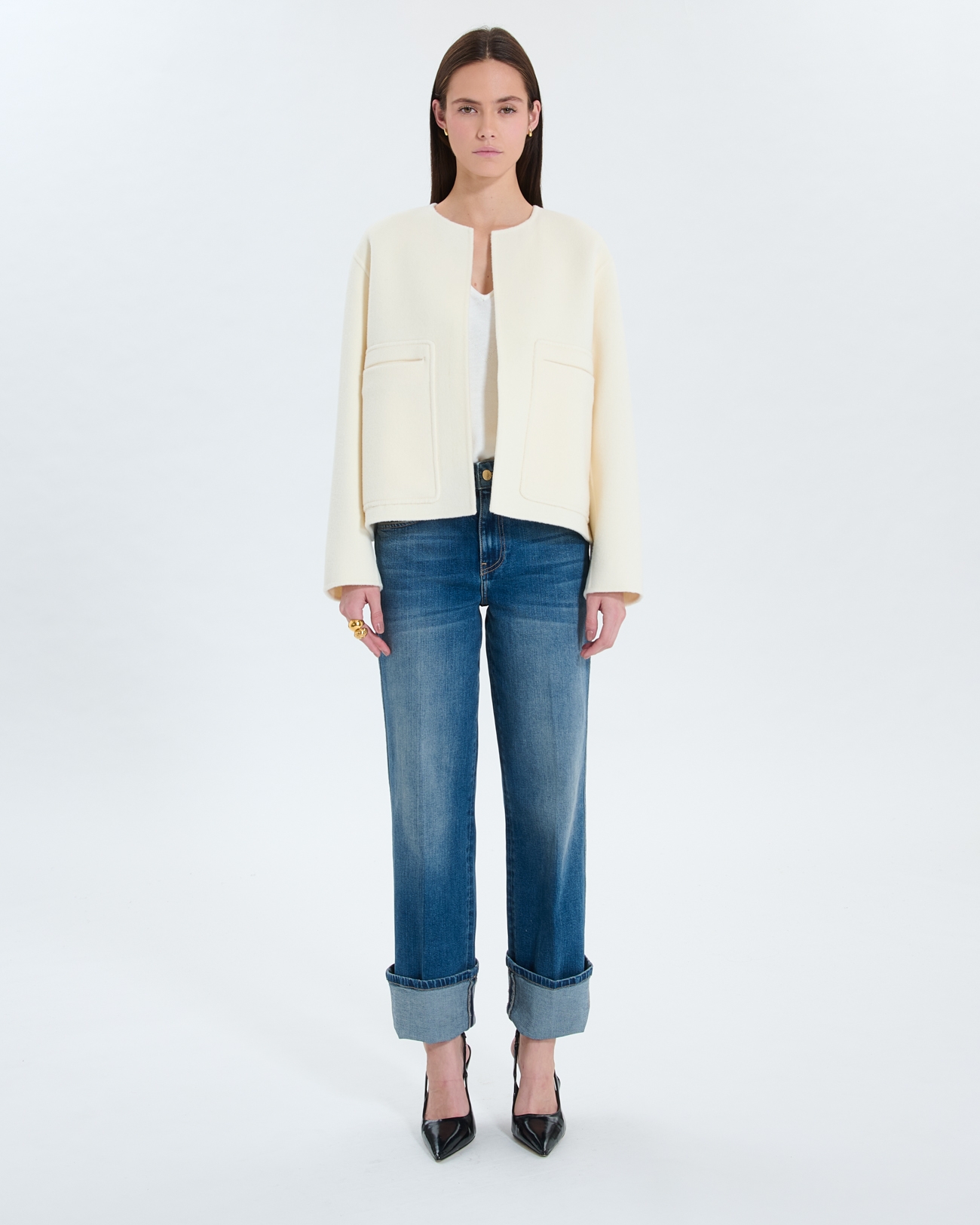 Manteau Maloe Manteau court double face &eacute;cru ZAPA