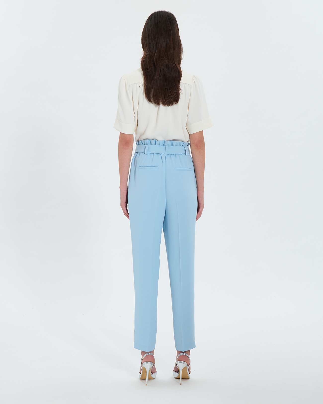 Pantalon Patricia Pantalon cigarette en cr&ecirc;pe bleu ZAPA