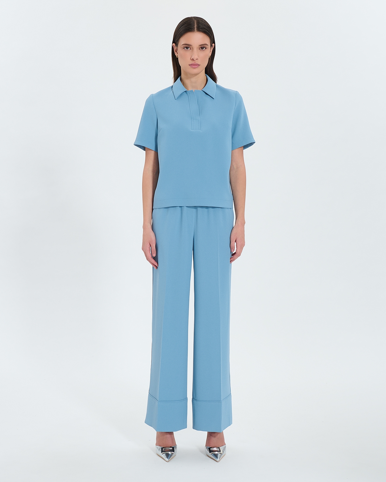 Pantalon Poesie Pantalon fluide bleu hortensia ZAPA