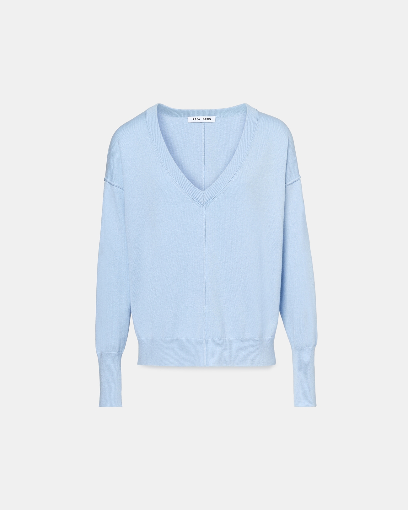 Pull Pucci Pull fin &agrave; col V bleu ciel ZAPA