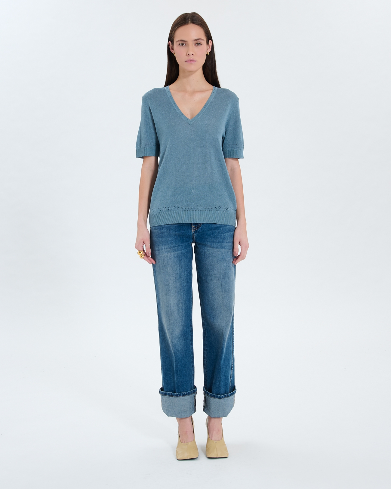 Pull Namika Pull col V bleu ZAPA