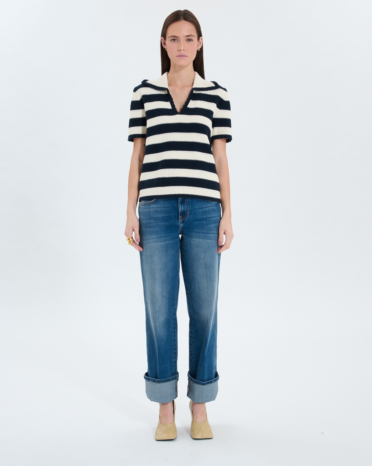 Pull Nickle Pull manches courtes &agrave; rayures ZAPA