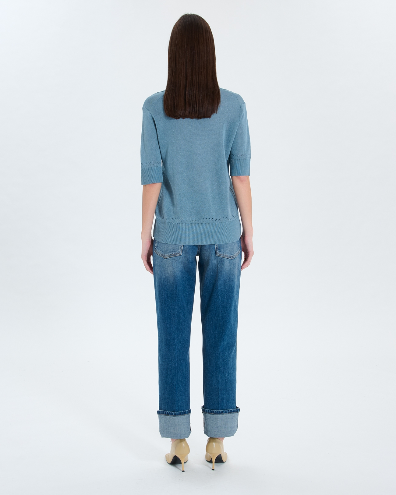 Pull Namba Pull col V &agrave; revers bleu ZAPA