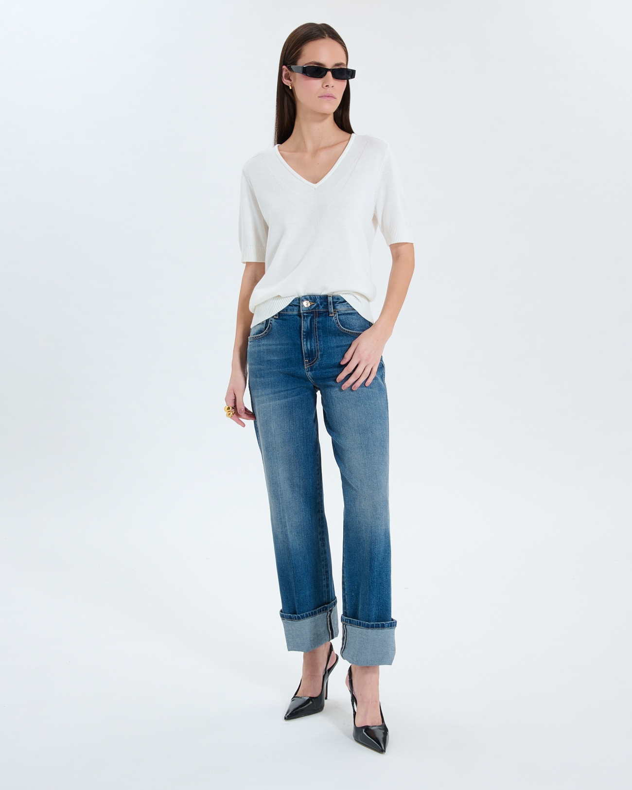 Pull Narvi Pull manches courtes &eacute;cru ZAPA