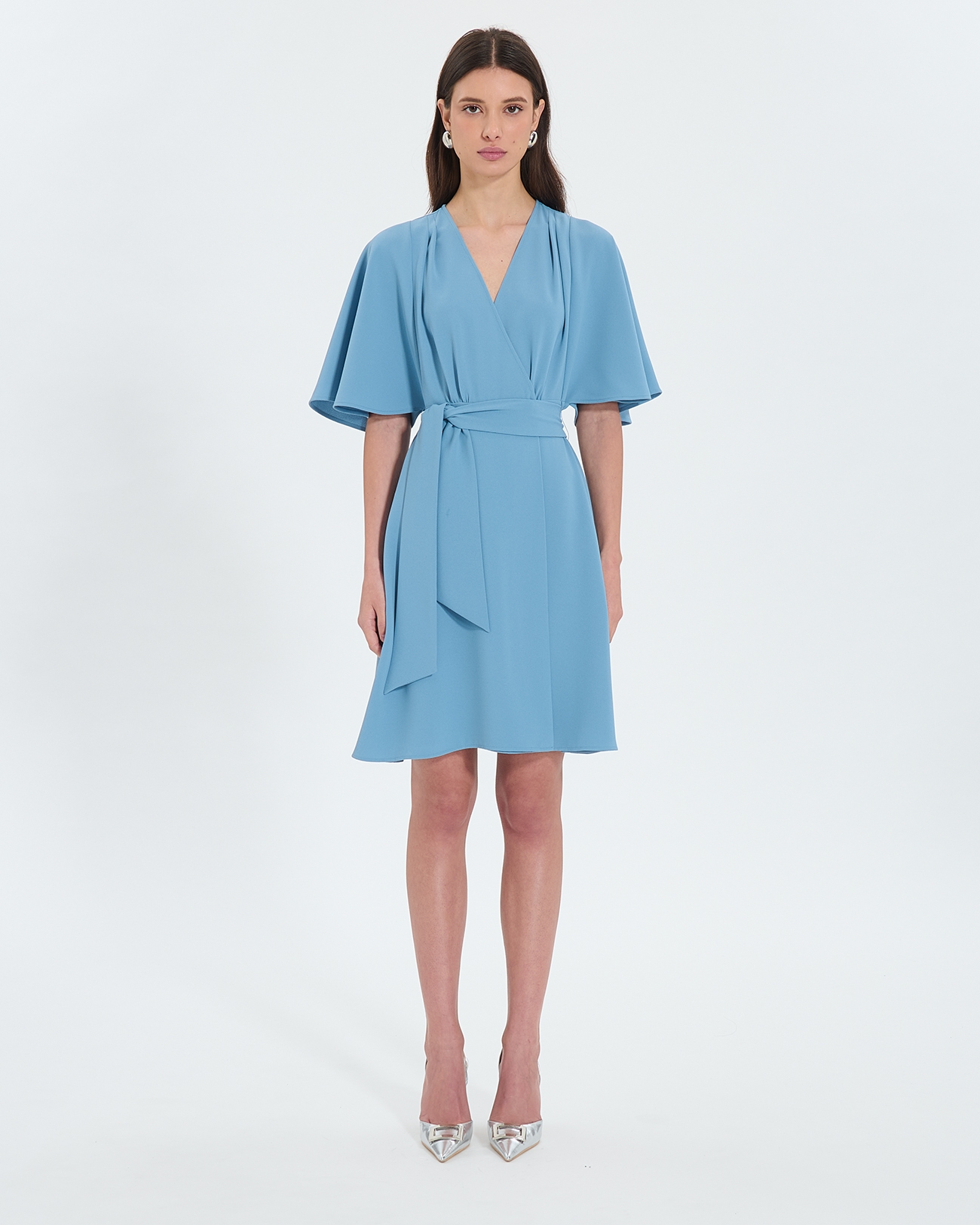 Robe Russel Robe portefeuille en cr&ecirc;pe bleue ZAPA