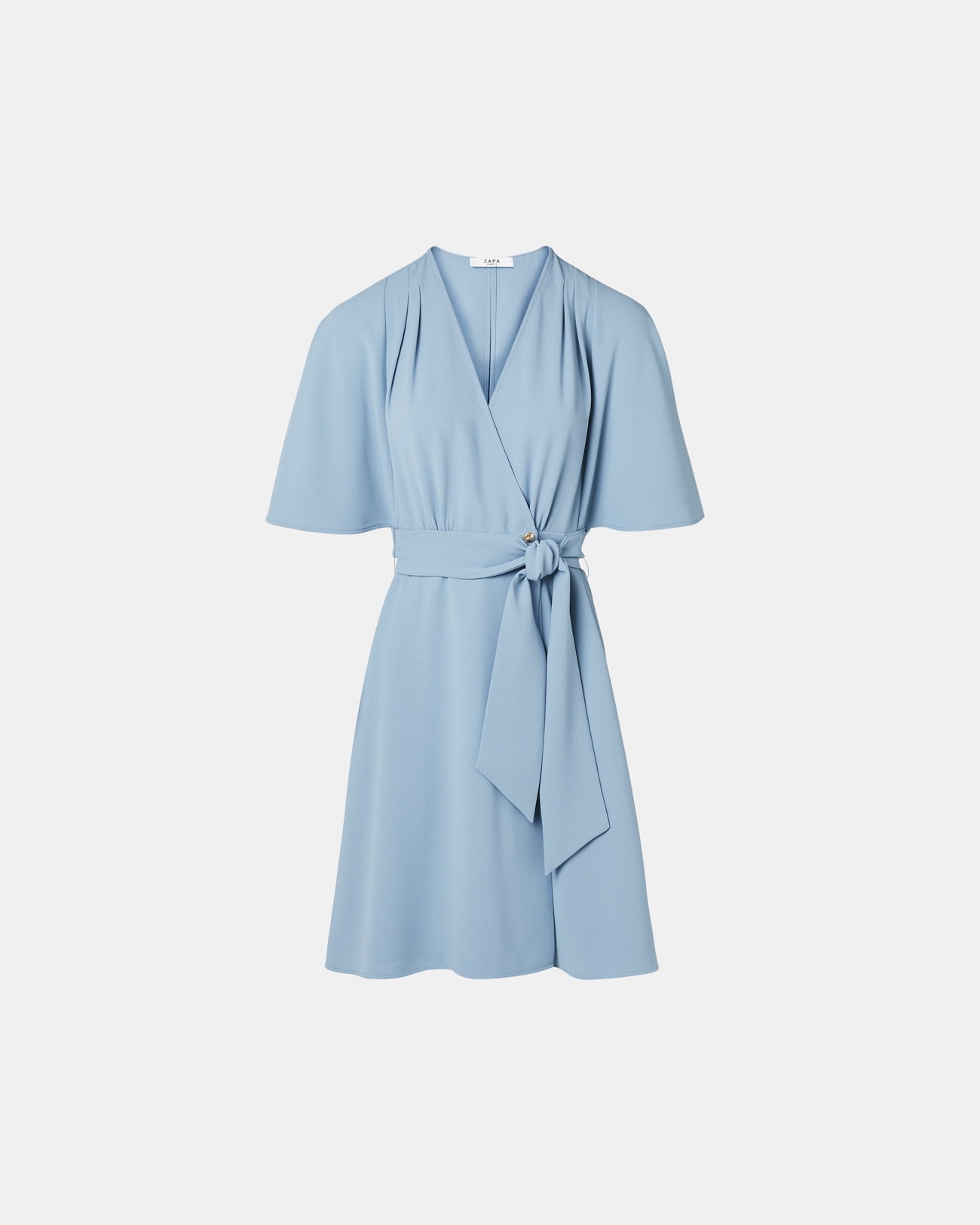 Robe Russel Robe portefeuille en cr&ecirc;pe bleue ZAPA