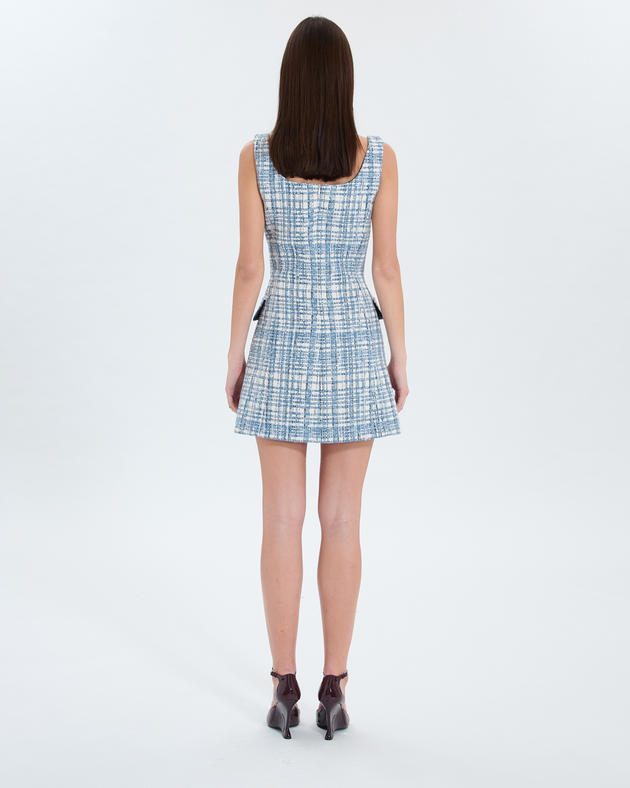 Robe Rea Robe courte en tweed bleue ZAPA