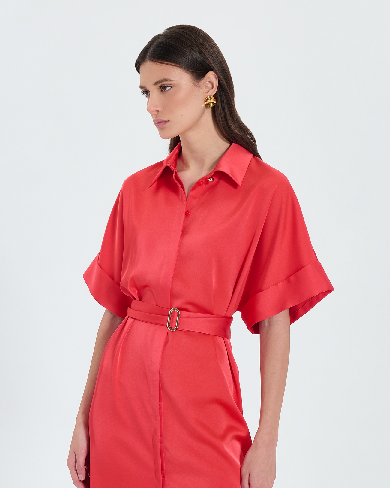 Robe Romille Robe chemise satin&eacute;e corail ZAPA
