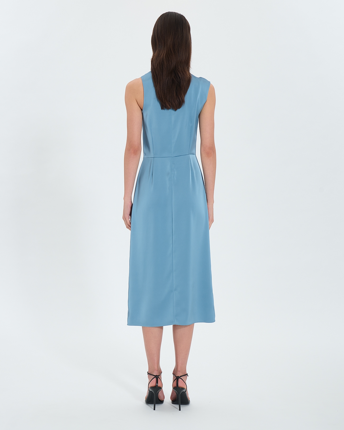 Robe Ryvana Robe asym&eacute;trique satin&eacute;e bleue ZAPA