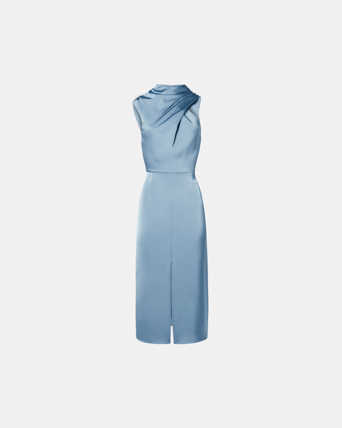Robe Ryvana Robe asym&eacute;trique satin&eacute;e bleue ZAPA