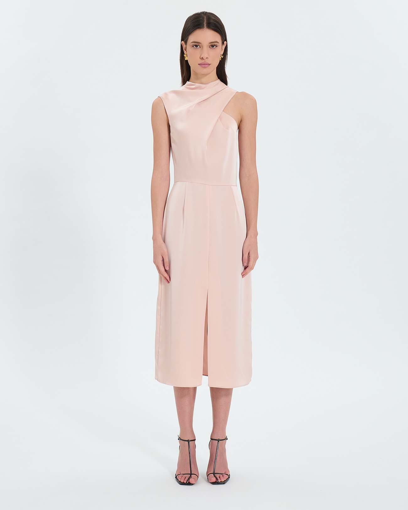 Robe Ryvana Robe asym&eacute;trique satin&eacute;e nude ZAPA