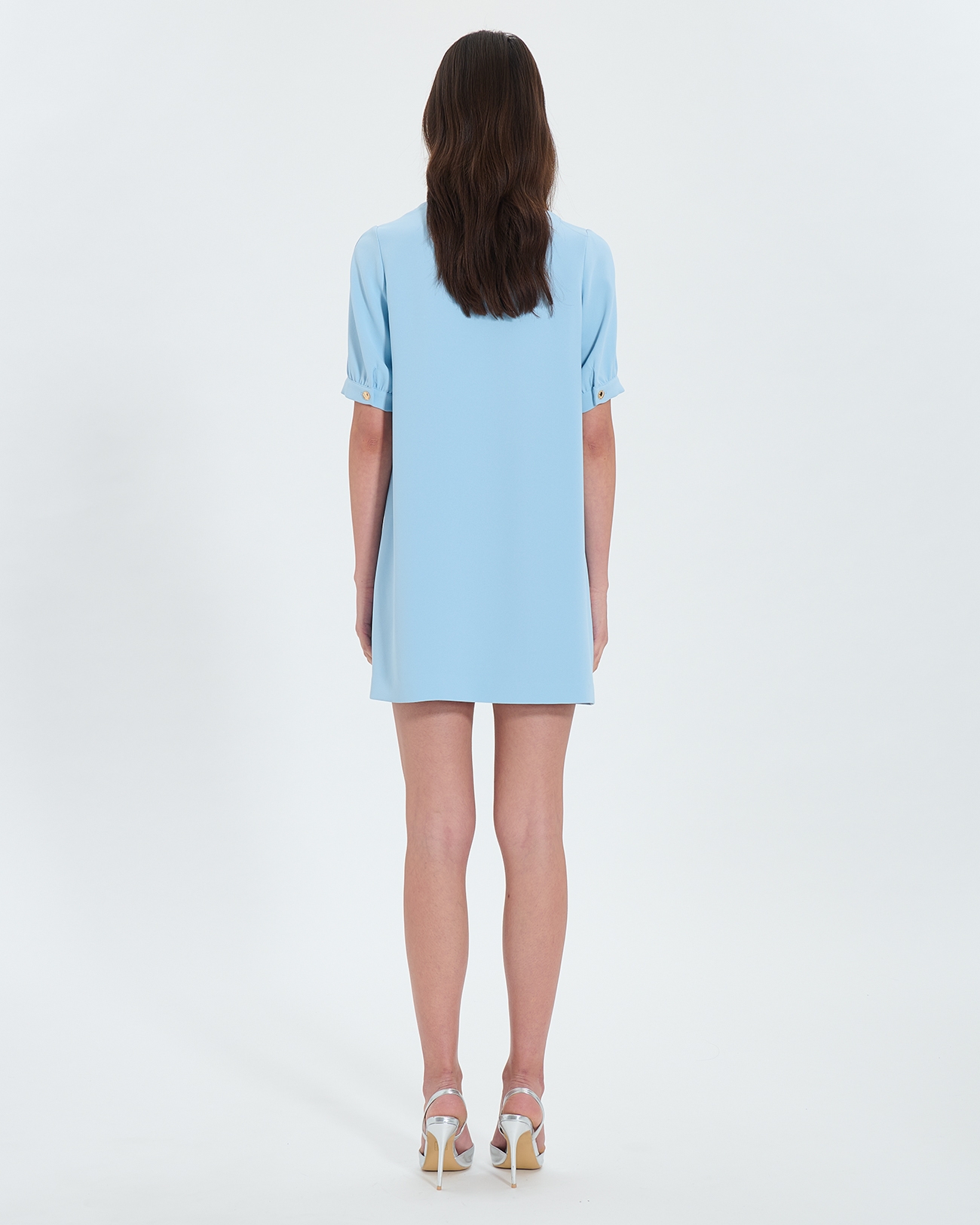 Robe Rhealane Robe droite en cr&ecirc;pe bleue ciel ZAPA