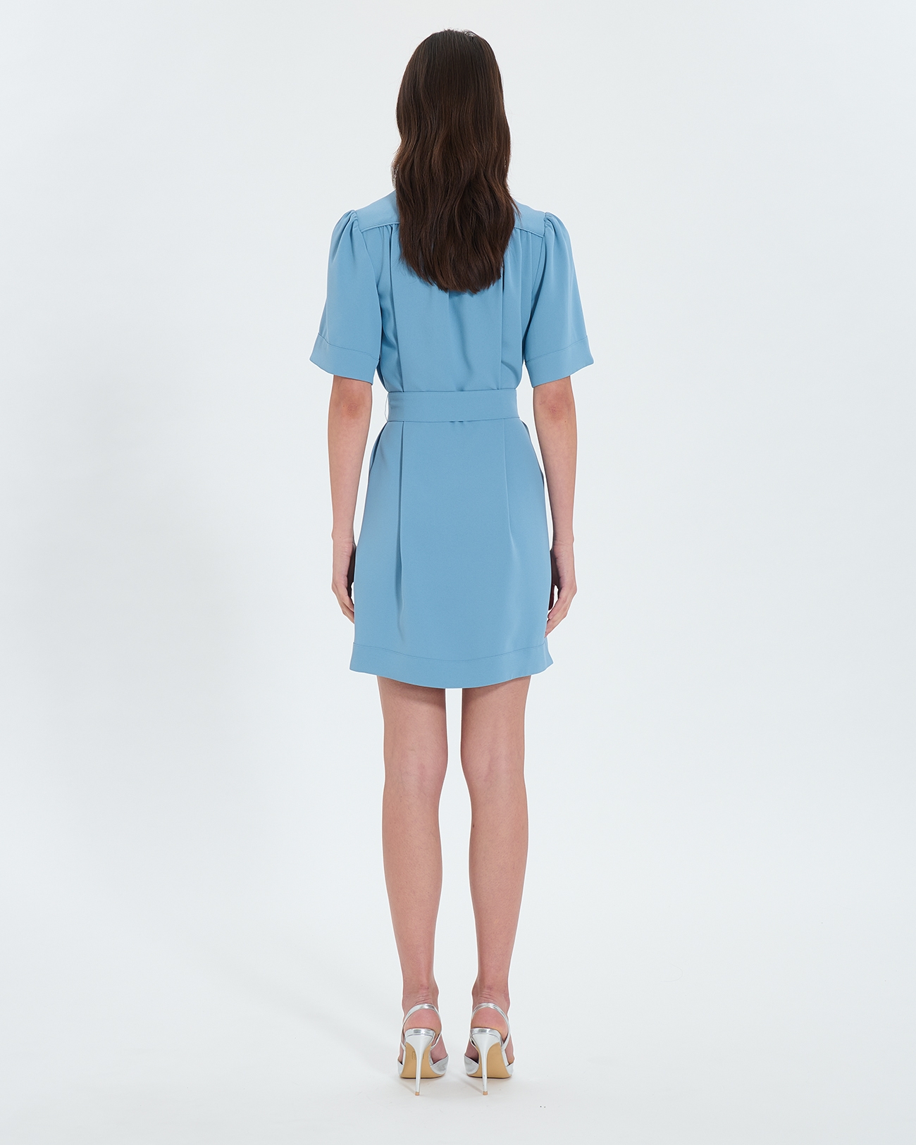 Robe Retie Robe droite en cr&ecirc;pe bleue ZAPA